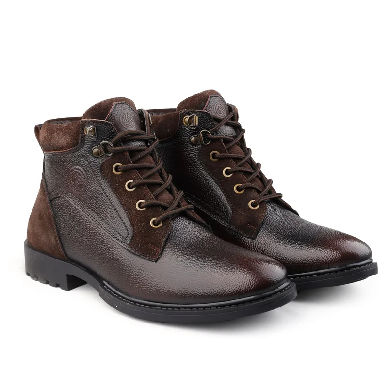 Bacca Bucci Brown Meteor Splash Proof Leather Trekking and Hiking Boots for Men | Best Price UAE